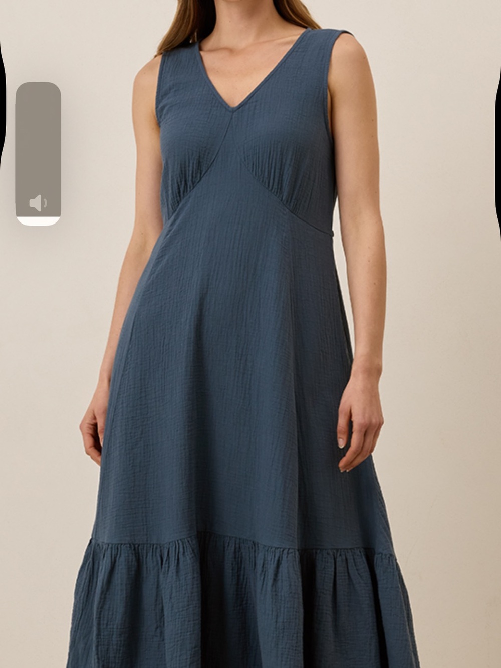 Sleeveless V-Neck Tiered Maxi Dress in Slate Blue